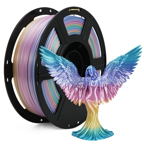 Image of FLASHFORGE Silk PLA Gradient Rainbow Pastel Dream, Multicolored Color Change Rainbow 3D Printer Filament, Yellow Purple Pink Blue Shiny Fast Color-Changing Each 8M Gradually, Ultra-High Glossiness