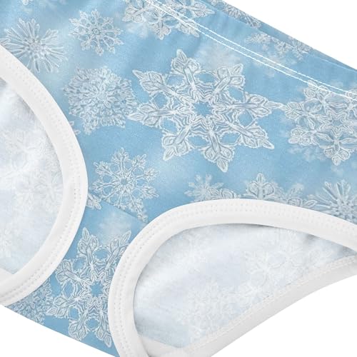White Snowflake Christmas Blue Cute Panties Girl Toddler Underwear Floral Cotton Artistic Briefs Undies Kids 2t4