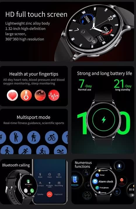 Miniatura 7 de Reloj inteligente de moda prémium para mujer, LESPRO Fitness GPS frecuencia cardíaca, manos libres, Bluetooth, tacto completo, color gris plateado,