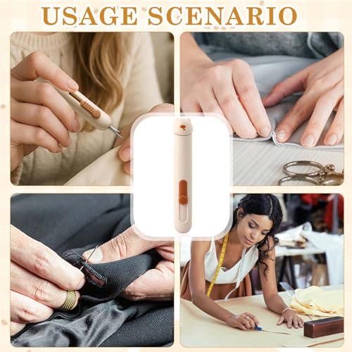 Image of TecoKart 2 in 1 Needle Threader Tool with Seam Ripper, Thread Inserter, Stitch Opener 3 in 1 Multifunction, Threading Device for Handcraft - Beige