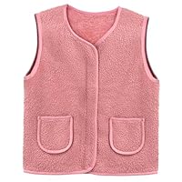 Youkly Teddy Fleece Weste Kinder, Ärmellos Fleecejacke Jungen Mädchen, V-Ausschnitt Teddyfleece Jacke, Warm Winterjacke Plüschweste Fleeceweste Kinder (DE/NL/SE/PL, Numerisch, 100, Regular, Rosa)