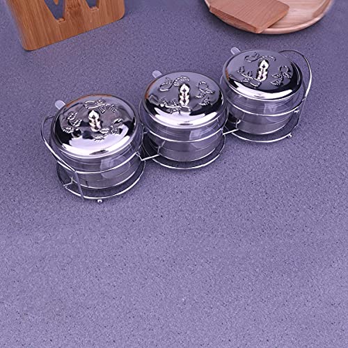 JYCCH 3 Flaschen/Set Edelstahl Gewürzbehälter Töpfe Zuckerdose Gewürzschale mit Deckel und Löffel (Silber 2 5) 3 JYCCH 3 Flaschen/Set Edelstahl Gewürzbehälter Töpfe Zuckerdose Gewürzschale mit Deckel und Löffel (Silber 2 5)