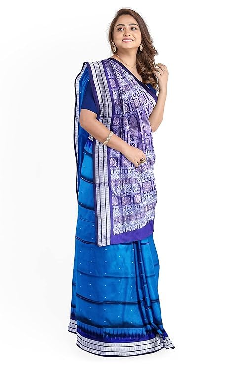 Image of Handmade Pure Bomkai Silk Saree Khandua Natural Silk Ikkat Saree For Women /Ethnic Wear /Traditonal Saree /Handloom Saree With Regular Fit Blouse Piece