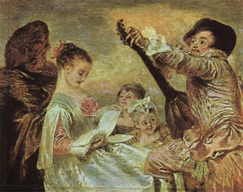 Tableaux Graffiti Art Mural Jean-Antoine Watteau Peinture Moderne 60x90cm