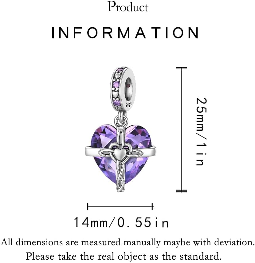 MICOO 925 Silver January-December Birthstone Heart Crystal Zirconia Pendant, fits most bracelets and necklaces, Women's Jewelry Gifts - Image 4