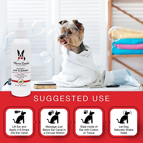 image for Warren London Ear Cleaner for Dogs & Cats 4 oz | Instant Aloe & Eucaly