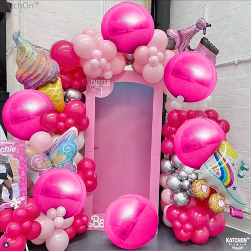 Image of KatchOn, Big Hot Pink Balloons - 22 Inch Pack of 6 | Hot Pink Foil Balloon for Pink Birthday Decorations, Pink Party Decorations, Gender Reveal | Metallic Balloons For Baby Shower, Bridal
