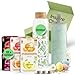 waterdrop® Bottiglie Vetro 600ml con 18 Drops senza zucchero - idee regalo donna - Pacchetto degustazione con Borraccia e 6 gusti aromatizzanti per acqua, senza zuccheri - Cofanetto regalo donna