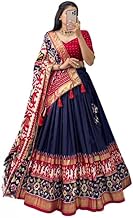 Women's Lehenga Choli | Tussar Silk With Patola Print with Foil Work With Solid And Unstitched Blouse Lehenga Choli With Dupatta