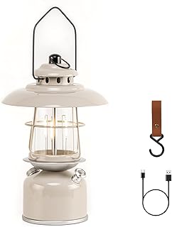Metal Retro Classic LED Camping Lantern, 6500mAh Rechargeable Battery Last 17-500 Hours Camping Lamp, Large Dimmable Hangi...