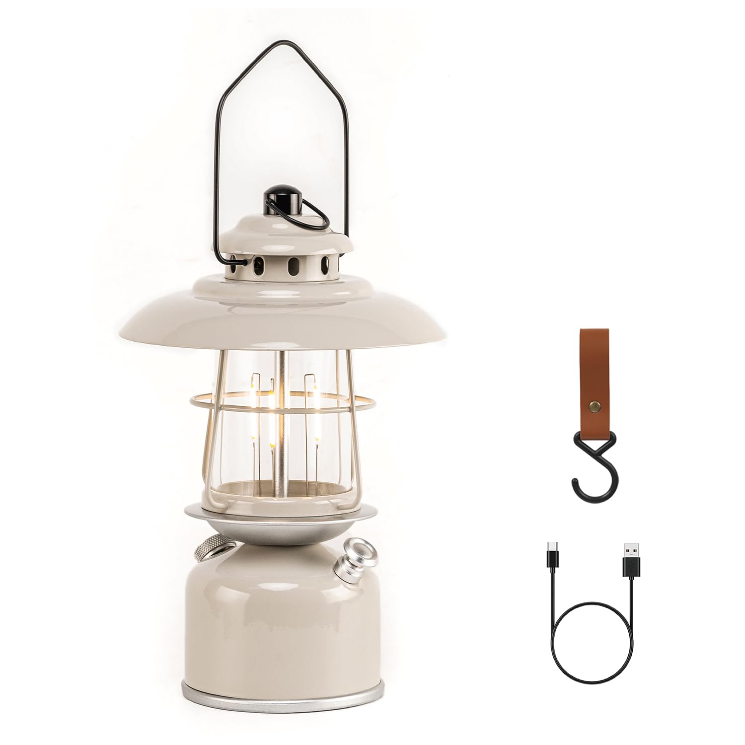 Lanterna da campeggio a LED classica in metallo, stile retrò, batteria ricaricabile da 6500 mAh, durata 17-500 ore, grande lanterna da appendere dimmerabile, luce da campeggio vintage con gancio per