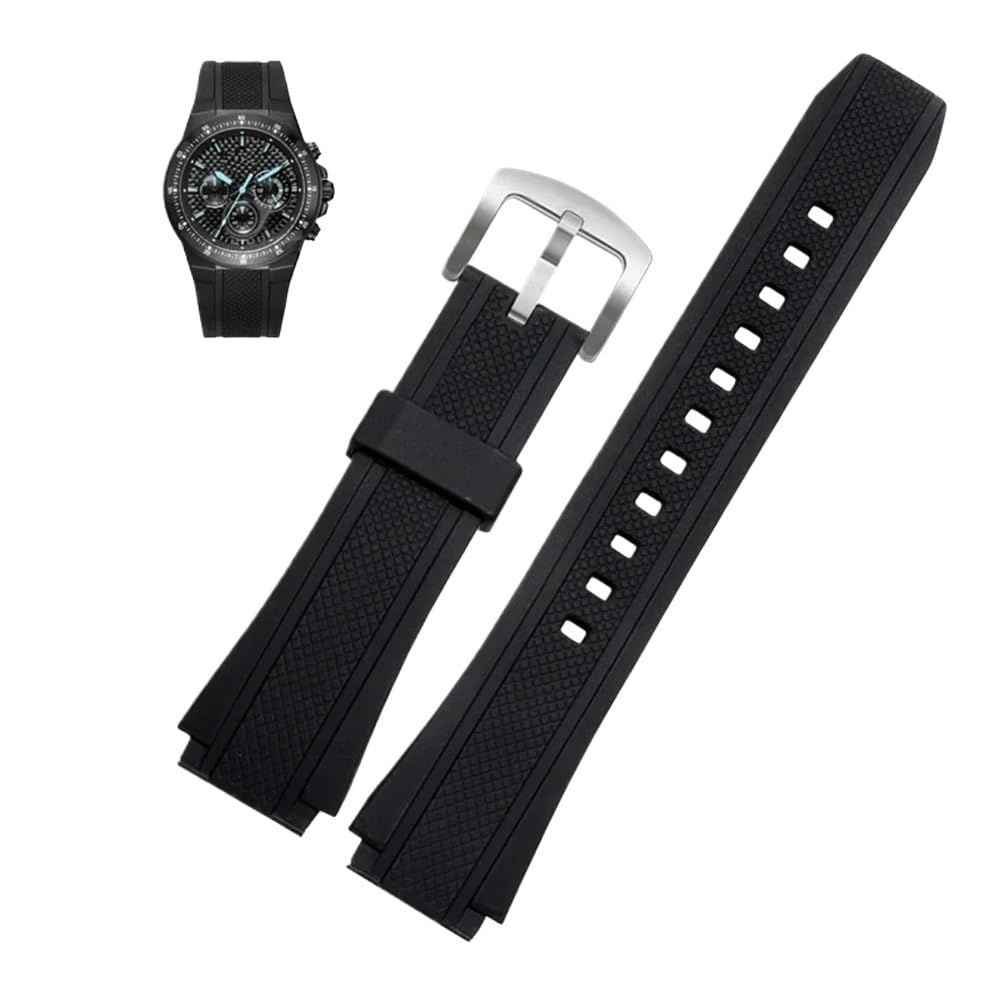 Svincoter Correa de reloj deportivo de goma de silicona negra apta for Casio Edifice EF-552 correas de reloj EF-552D pulsera de hombre con cierre inoxidable 25 * 20mm