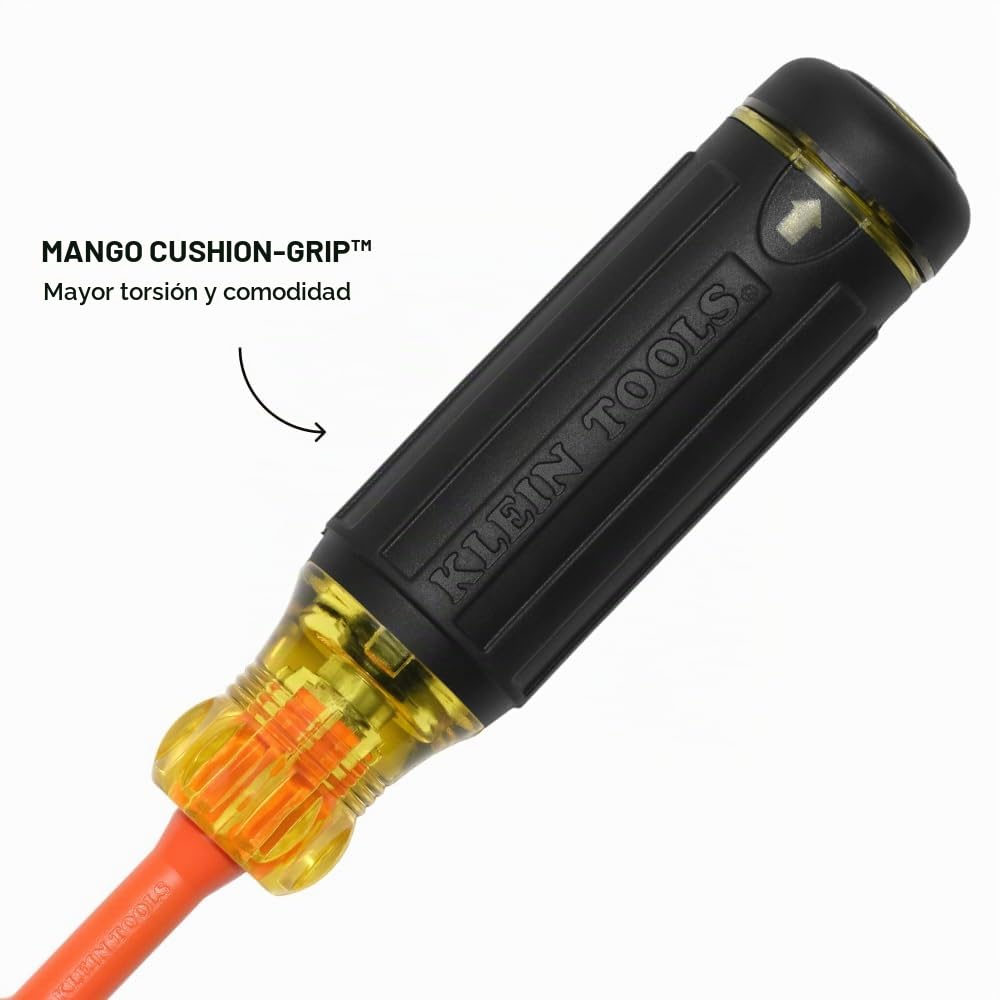 Klein Tools 32306INS - Destornillador multibroca aislado 6 en 1, destornillador multibroca con cuello de bloqueo automático, clasificación de 1000 V, almacenamiento de brocas en el mango