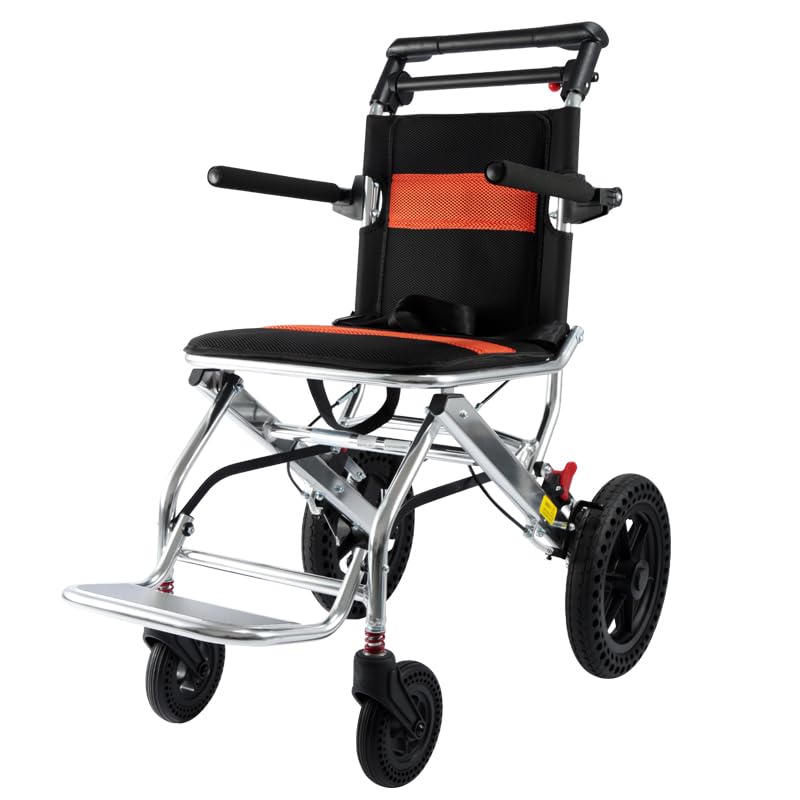 ByteTecpeak M2 Rollstuhl Faltbar Leicht, 8,3 kg Ultraleicht Reiserollstuhl, Klappbar Transport Rollstühle für Behinderte and ältere, Aluminium Wheelchairs with Footrest, Belastbarkeit 100 kg