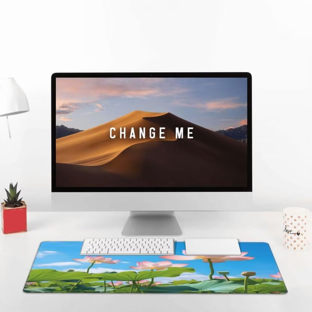 Alfombrilla Raton XXL 1200 x 600 x 3 mm, Mouse Pad Grande Gaming, Alfombrilla de Raton Flor de Loto Mousepad Lavable Desk Mat para Juegos Y Oficina, Impermeable y Antideslizante (Cielo Azul) -MP1553