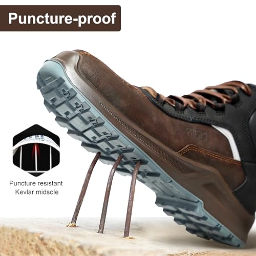 6 Inch Composite Toe Work Boots for Men & Women, Waterproof with 6KV Insulation, Shock Absorption Technology, Reflective Leather (Conforms to ASTM F2413-18 Certified)4