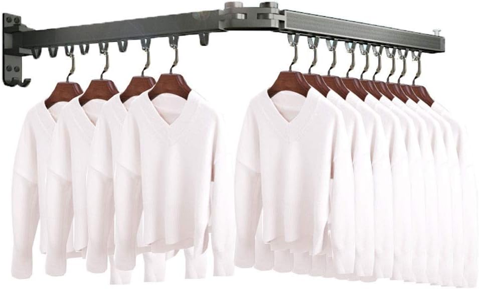 F Clothes Rail Rack S,Airer Home Drying Rack Washing Clothes Indoor Outdoor Laundry Airer Fold Extendable Teleclip Wall Dryer Sturdy Bathroom Towel Rag Hanger,Black-A