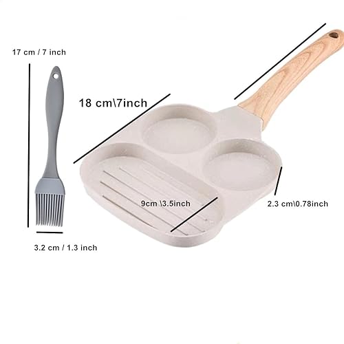 Miniatura 2 de Sartén antiadherente para huevos, cocina de aluminio con cepillo, sartén de huevos múltiples para hamburguesas, tortillas, acampar al aire libre