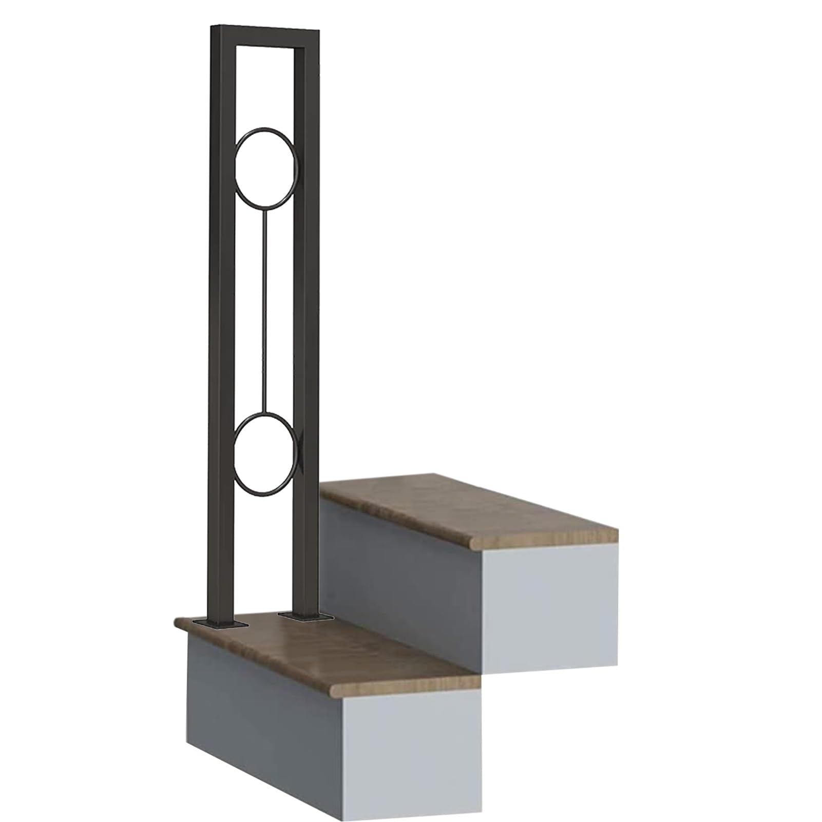 Transitional Handrail for Concrete Steps and Wooden Stairs, U-Shaped Stair Railing Support Rod, Square Tube Design Guardrail for Garden Loft Villa | Easy to Install(95cm/37in)