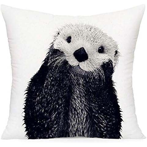 Smilyard Cute Otter Throw Pillow Covers Super Soft Decorative Pillow Covers Animal Cushion Cover for Home Sofa Bedroom Decor 18X18 Inch (Black Otter) Cover
