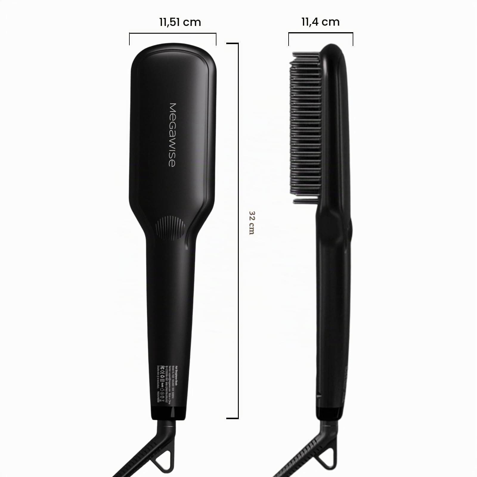 Brosse lissante ionique en céramique MEGAWISE Pro pour salon de coiffure | Technologie de chauffage rapide MCH 20 s avec arrêt automatique | Anti-brûlure grâce à sa double tension universelle