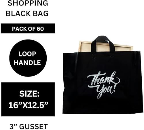 Miniatura 34 de Infinite Pack Bolsas grandes de mercancía de agradecimiento con asa de lazo, bolsa de boutique brillante, refuerzo inferior de 3 pulgadas y 3 mil