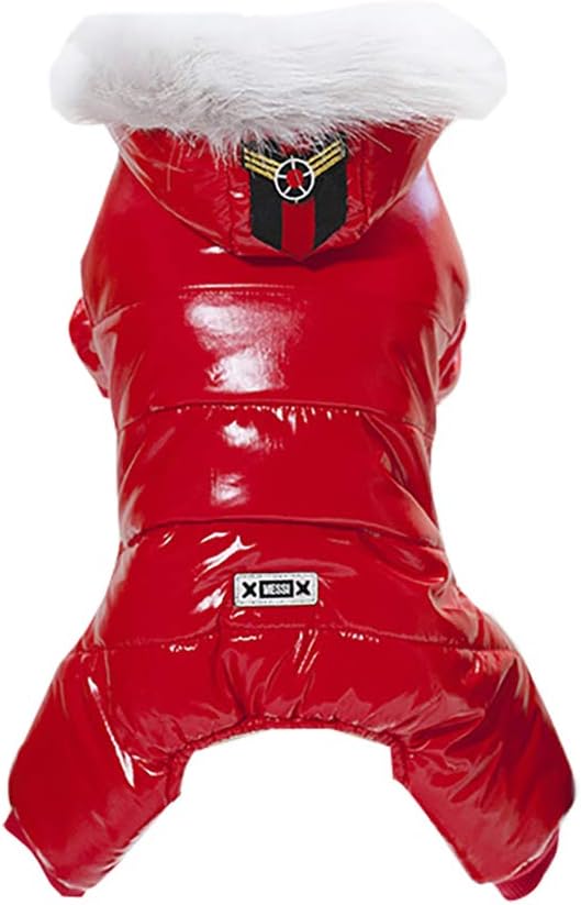 Dog Hoodies, Jumpsuit Leather Clothing, Thickened Dog Cotton Padded Clothes, Fleece Warm Sweater,4 Legs Jacket Sweat Shirt for Small Dog & Medium Dog & Cat (Red, XL)