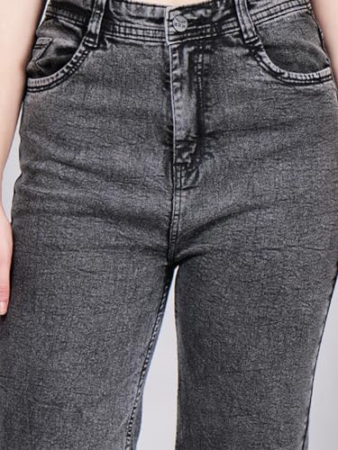 Image of Women's Reguler Fit Modern Regular High Rise Strechable Solid Clean Look Jeans- Dark Grey