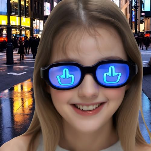 Light Up Middle Finger Glasses - 7 Color LED Mood, Rechargeable Hilarious Party Glasses for Adults, Teens, Couples - Perfect for Concerts, Raves & Troll Gifts!2