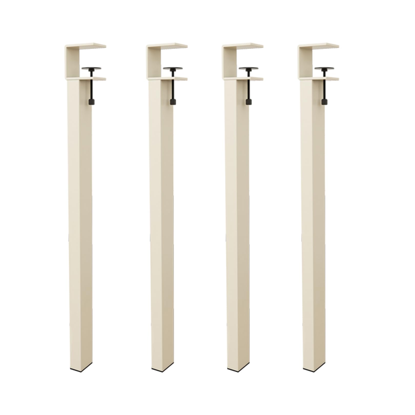 DJCYGG 4 Pcs F-Shaped Clamp-on Table Legs,Table Leg Riser with Wheels,Metal Furniture Feet Worktop Support Leg,for Coffee Table Breakfast Bar,No Punching Design (Cream,45cm)