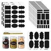 Elegaperma 370Pcs Chalk Labels, Black Labels for Jars, Reusable Chalk Sticker Label for Food Containers, Jars with Chalkboard Label with 2 Erasable Chalks Marker, Jar, Spice, Craft, Kitchen, Wedding