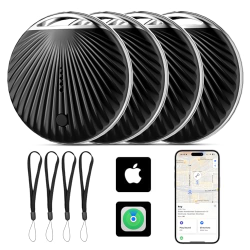 Air Traceur Tag Lot de 4, Compatible avec Apple Find My (iOS Uniquement), Étanche IP68,100dB Bip,Air Tag Bluetooth Traceur Localisateur de Clés/Portefeuilles/Valises/Sac à Dos, Batterie Longue Durée