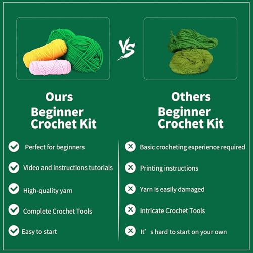 EIVVOWY Kit de crochê para iniciantes, kits de crochê de dinossauro verde para adultos, kits de croc