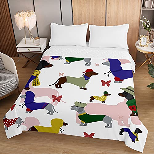 Dessus de lit microfiber matelassé avec couverture de lit 3D teckel rouge - 5