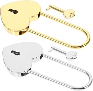 DOITOOL 2pcs Love Lock Metal Suitcase Travel Gift Mini Suitcase Small Padlocks with Keys Drawer Lock Wedding Padlock Locker Lock Vintage Heart Padlock Mini Padlock Heart Lock Lovers