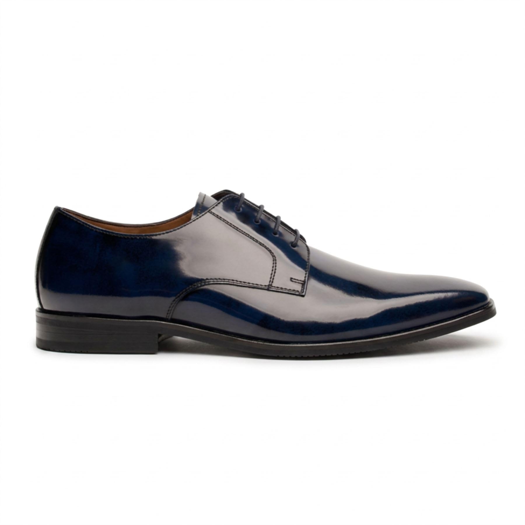 Scarpe Derby stringate formali da uomo blu navy lucido lucido