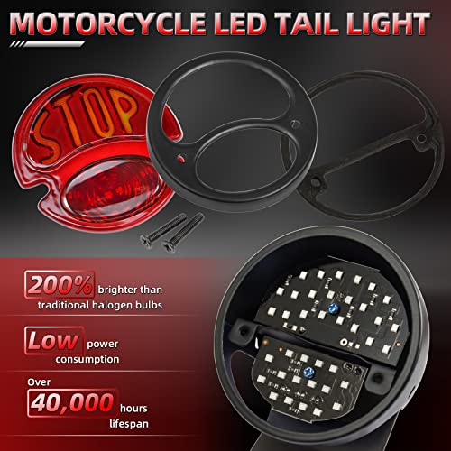 Image of Amazicha Motorcycle 3 /4 inch Axle Hole Side Mount License Plate Bracket LED Brake Tail Light Compatible for Harley Davidson Sporster Bobber Chopper cafe