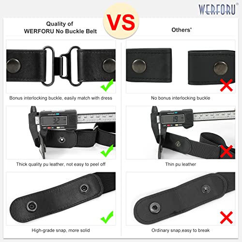 2 Pack No Buckle Belt For Women Men Buckle Free Belt Plus Size For Jeans Pants, Black+Coffee, Pants Size 34-48 Inches #TOP2