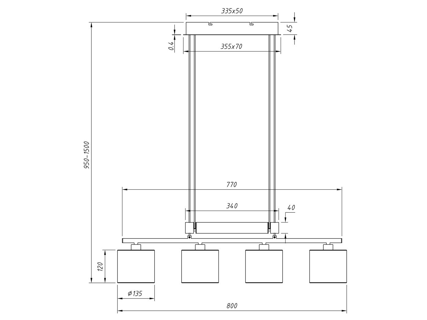 Trio Leuchten Jojo Pendelleuchte Garda, 305400411 Nickel matt, E14, Stoffschirm Grau, 13.5 x 77 x 150 cm