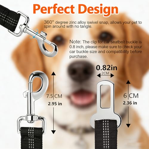 Dog Seat Belt for Car,2 Packs Adjustable 4-in-1 Dog Car Seatbelt Leash with Hook & Buckle,Elastic Bungee Reflective Vehicle Car Headrest Restraint Tether for Small Medium Large Dogs Pet - Image 3