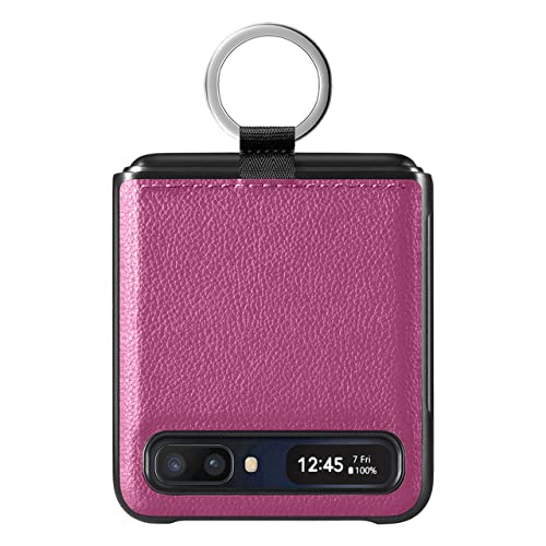 Coque antichoc Samsung Z Flip 4 violette en cuir litchi pour éviter les chutes