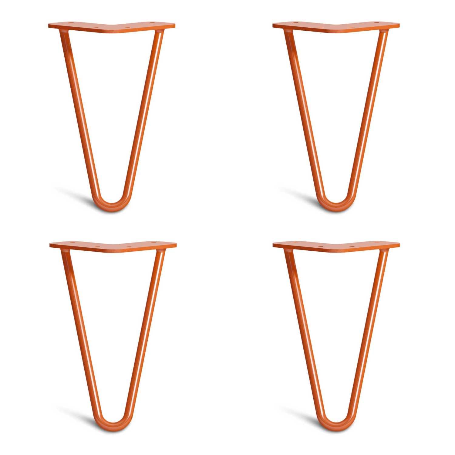 [HLC] 4 x Hairpin Table Legs – Superior Double Weld Steel Construction With Screws, Build Guide & Protector Feet Worth £8 Included! – 10mm Steel [8"/20cm,Orange]