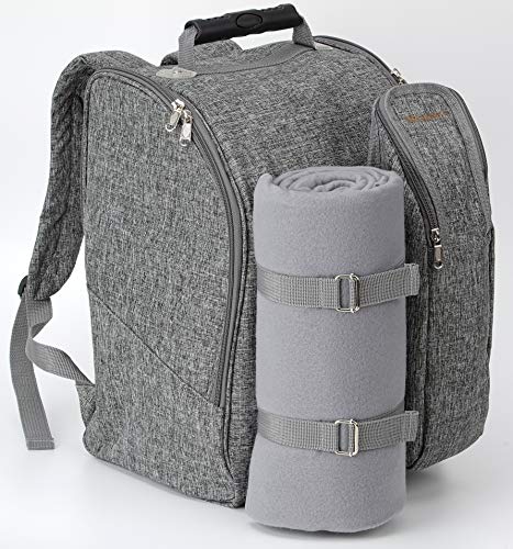 Picknick-Rucksack für zwei Personen mit Kühlfach und Fleece-Decke
