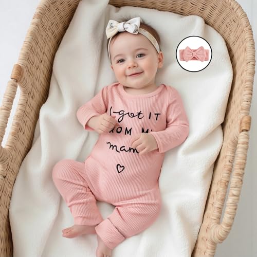 Seyurigaoka Going Home Outfit Baby Girl Newborn Daddy's Girls Clothes Rib Knit Romper Jumpsuit Preemie Hospital Outfits2