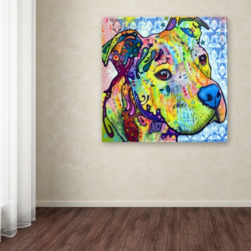 Thoughtful Pit Bull Iii Artwork By Dean Russo, 14 By 14-Inch Canvas Wall Art #TOP2