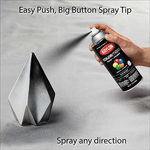 Image of Krylon K05546007 COLORmaxx Spray Paint and Primer for Indoor /Outdoor Use, Flat Black, 12 Ounce (Pack of 2)