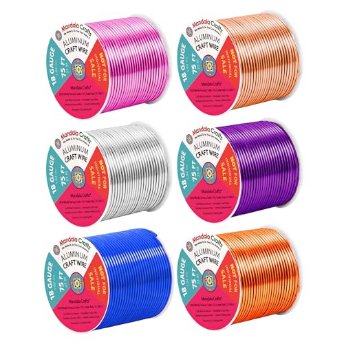 Image of Mandala Crafts 18 GA Gold Blue Purple Assorted Anodized Aluminum Craft Wire | 450 FT, Colored, Flexible, Bendable for Bonsai Armature Sculpting Wire Wrapping Jewelry Making, Weather & Tarnish Resistant