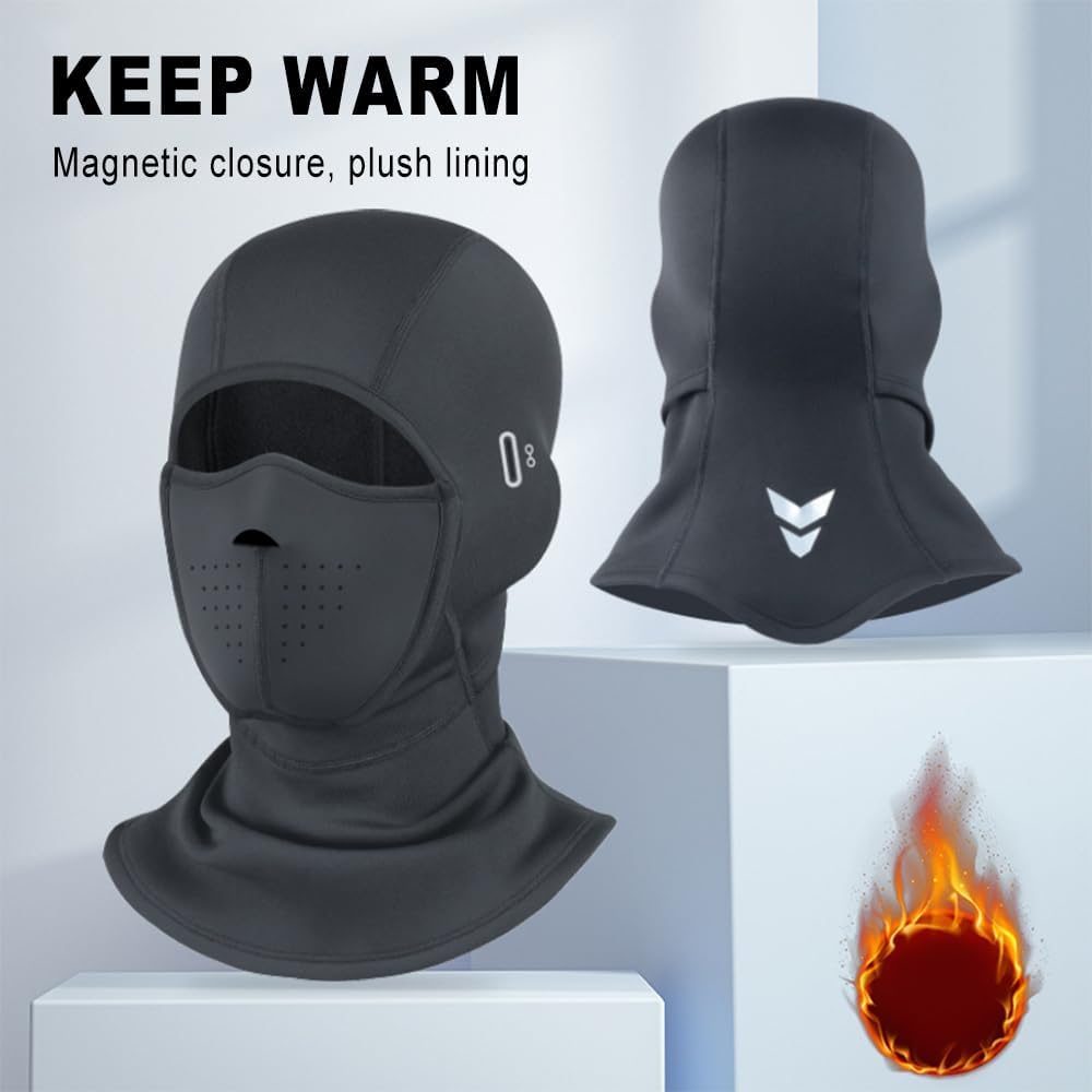 Balaclava Ski Mask, Windproof Warm Facepiece with Breathable Air Vents, Magnetic Winter Full Face Cover for Men Women