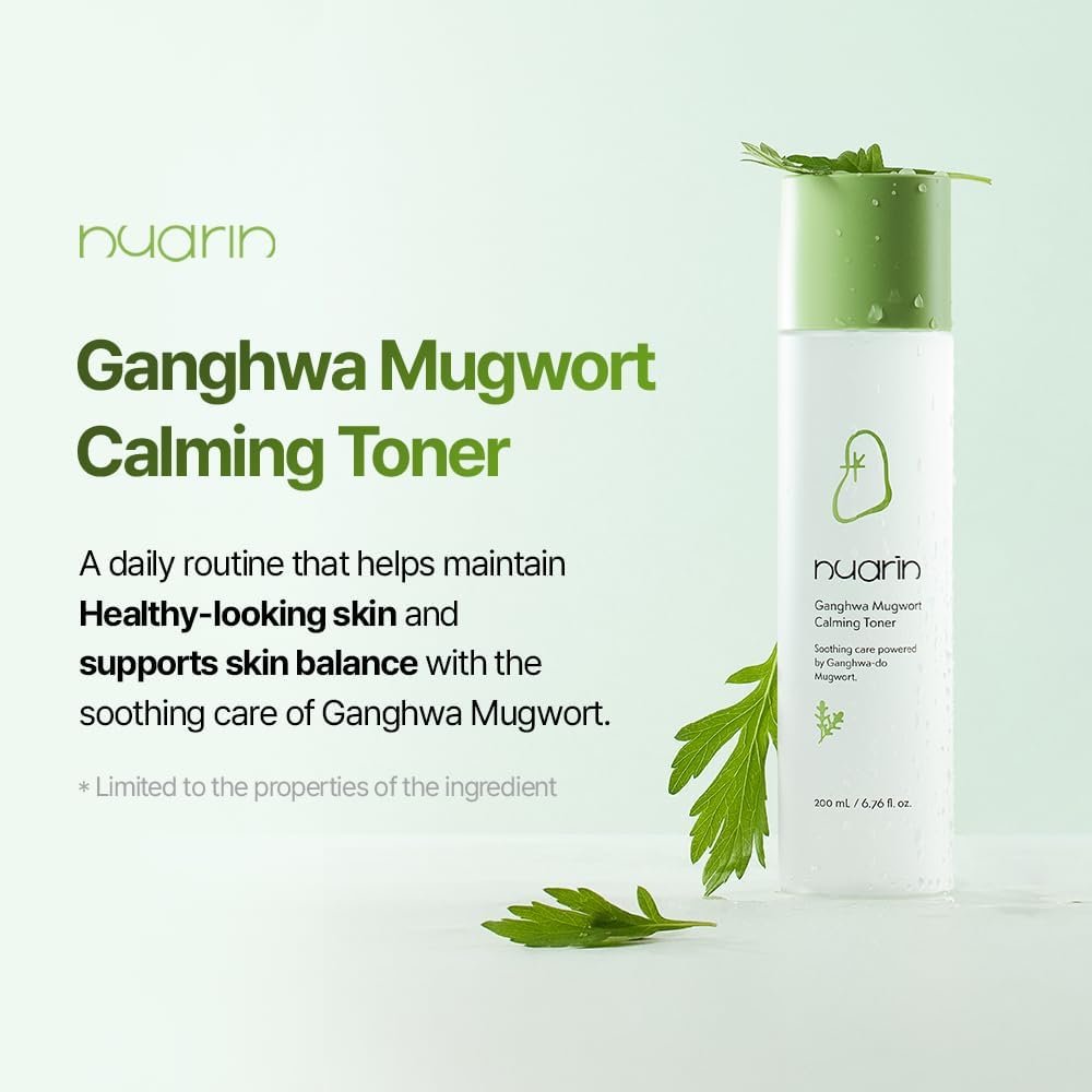 NUARIN Ganghwa Mugwart Calming Toner 200ml / 6.76 fl.oz | 77% Ganghwa-Origin Mugwort Extract | LHA Exfoliating Toner for Pore & Sebum Care | Vegan | Korean Skincare - Image 2