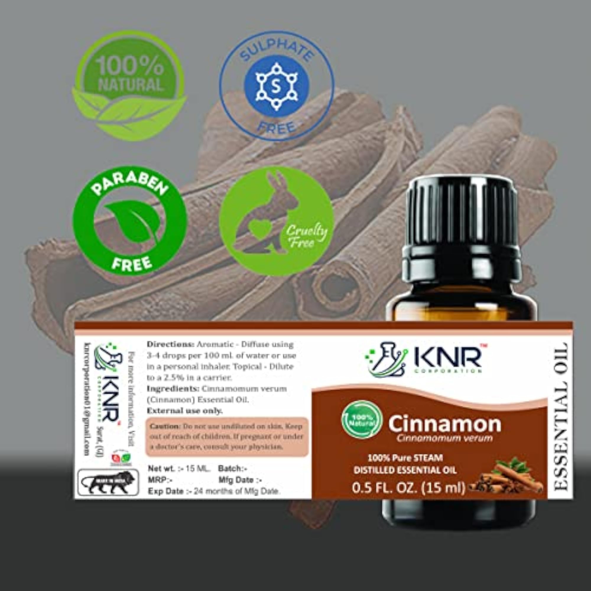 KNR Cinnamon Essential Oil, 100% Pure & Natural
